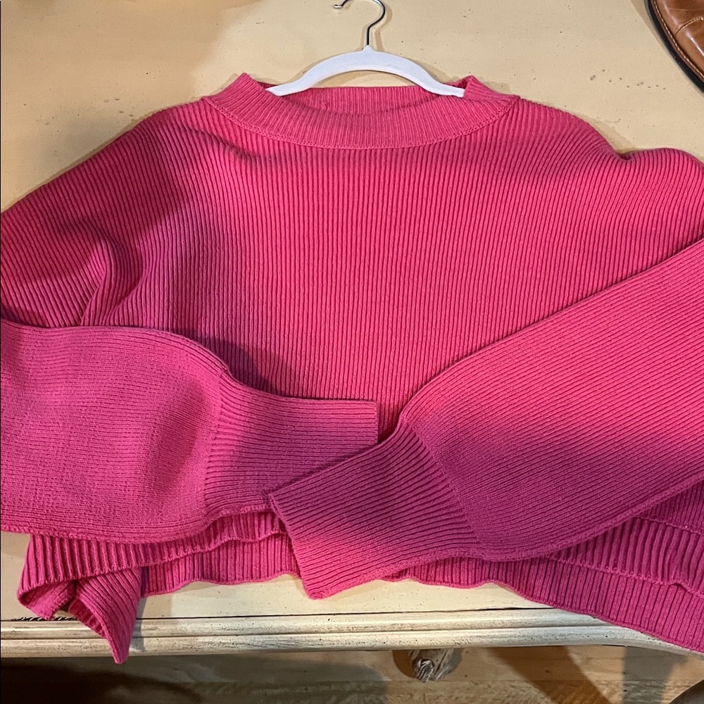 Free People Fuchsia Crew Neck Sweater